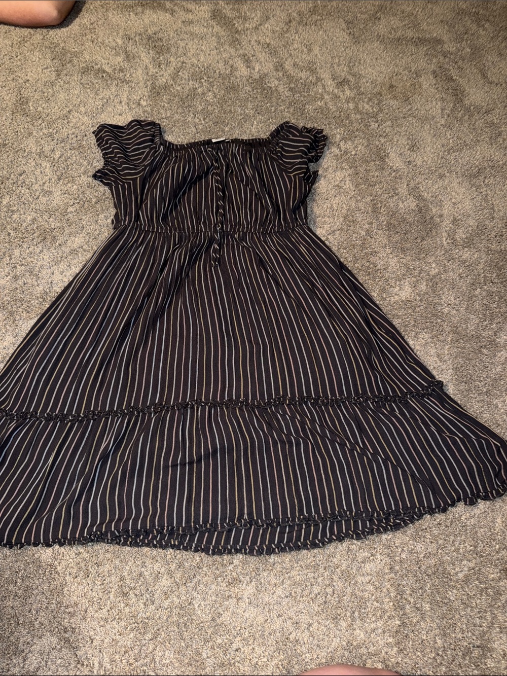 True Craft Black Dress with White Pinstripes